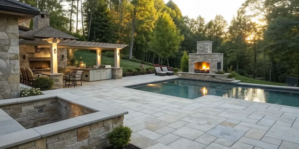 Luxury stone paver patio installed by a paver contractor in Orange County.
