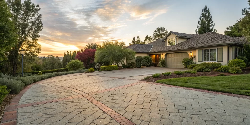 A new paver driveway replacing old concrete to improve curb appeal and durability.