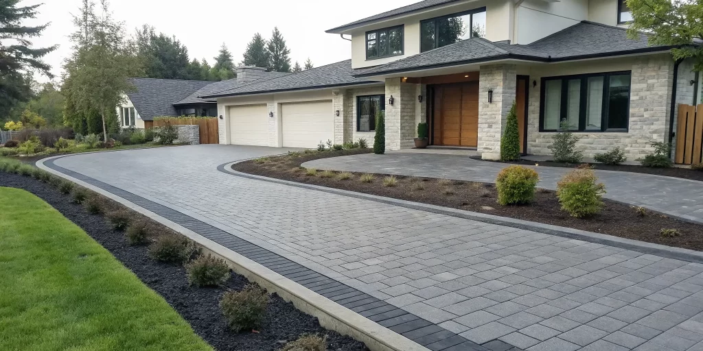 A new permeable paver driveway, a key factor in the final installation cost.