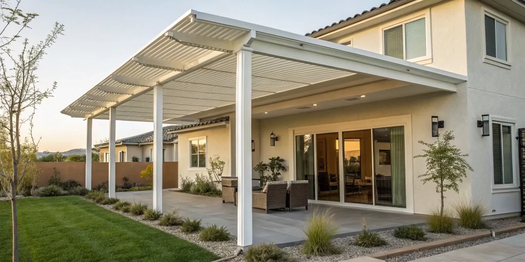 A modern Alumawood patio cover provides key benefits like shade, durability, and low-maintenance appeal.