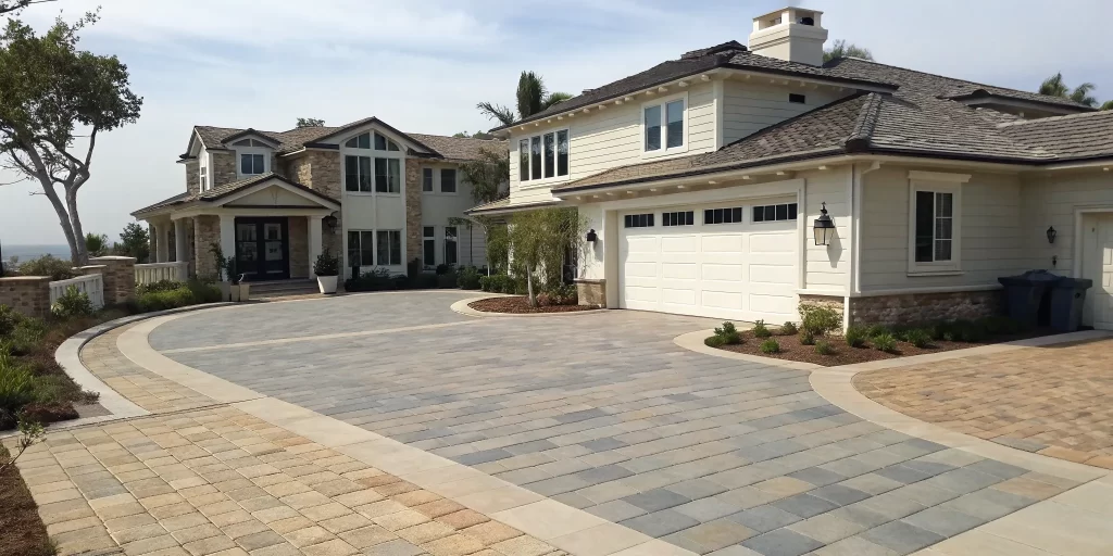 Modern Belgard paver driveway by a professional installer in Newport Beach.