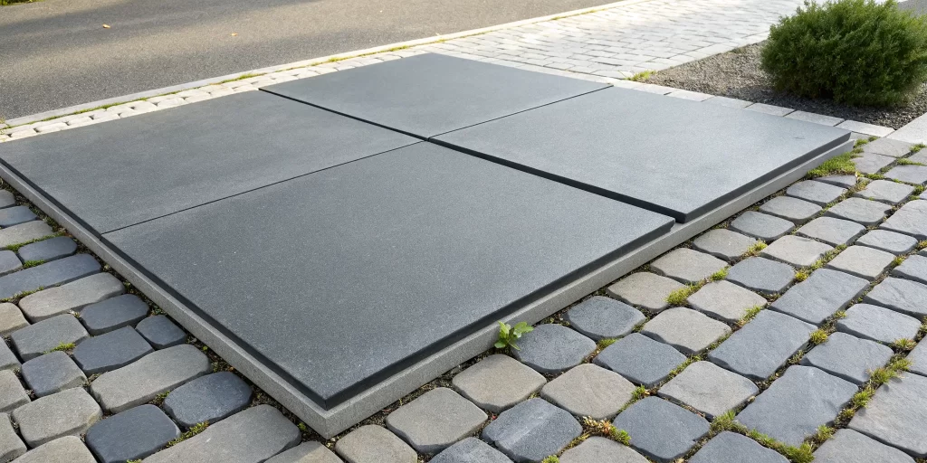 A modern permeable paver driveway, a cost-effective alternative to asphalt.