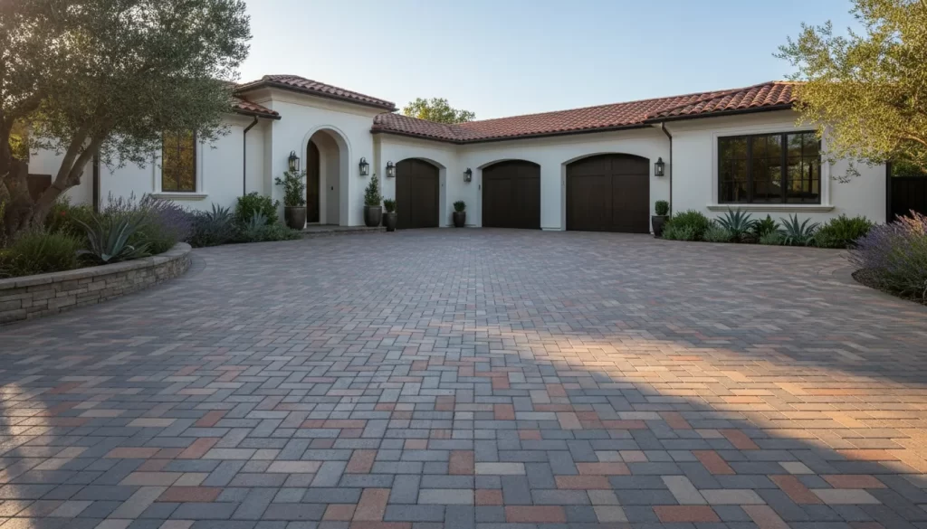 Interlocking paver driveway at an Orange County home