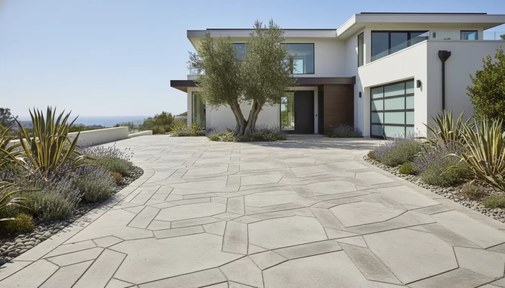 Modern paver driveway at a luxury Orange County home