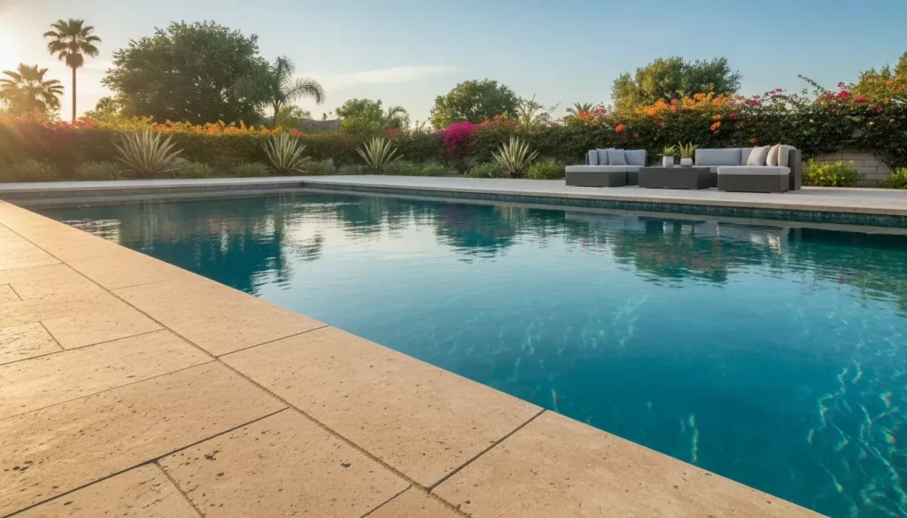 Installing paver pool coping around a finished Southern California swimming pool