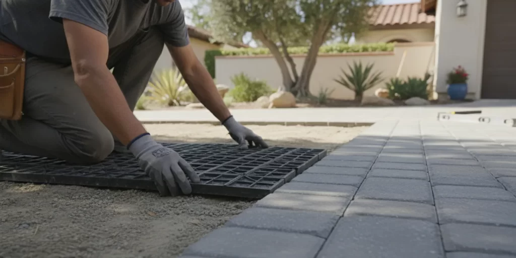 Paver base panel system beneath a prepared driveway base
